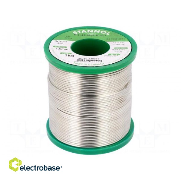 Soldering wire | Sn95,5Ag3,8Cu0,7 | 1.5mm | 1kg | lead free | 217°C