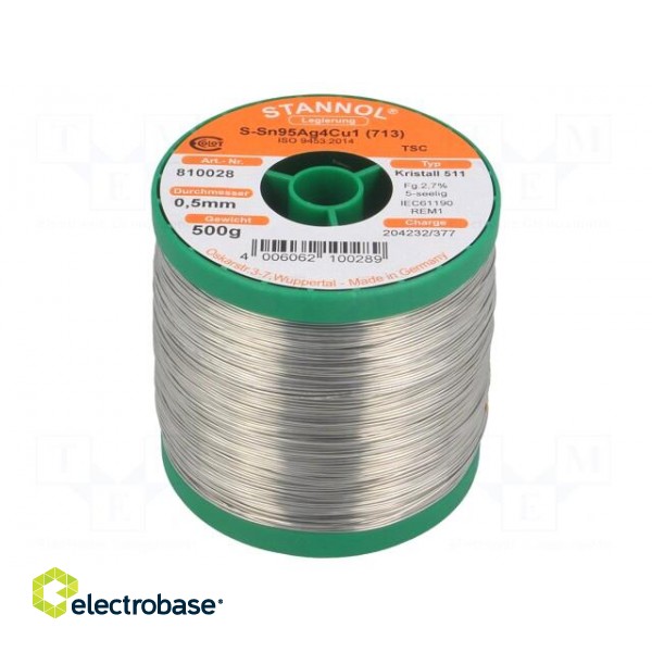 Soldering wire | Sn95,5Ag3,8Cu0,7 | 500um | 0.5kg | lead free | 217°C