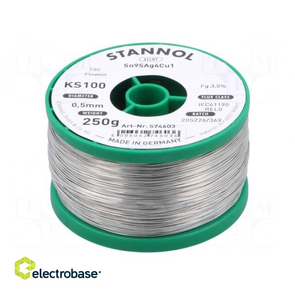 Soldering wire | Sn95Ag4Cu1 | 0.5mm | 0.25kg | lead free | reel | 217°C