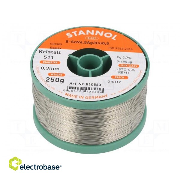 Soldering wire | Sn96Ag3Cu1 | 0.3mm | 0.25kg | lead free | 217÷220°C