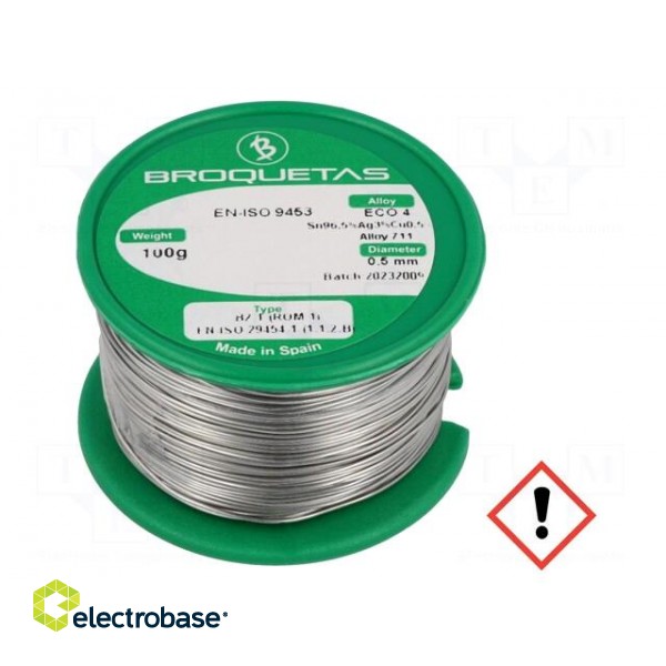 Soldering wire | Sn96,5Ag3Cu0,5 | 0.5mm | 0.1kg | lead free | reel