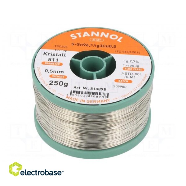 Soldering wire | Sn96,5Ag3Cu0,5 | 0.5mm | 0.25kg | lead free | reel