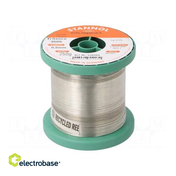Soldering wire | Sn96,5Ag3Cu0,5 | 0.5mm | 250g | lead free | reel | 3.5%