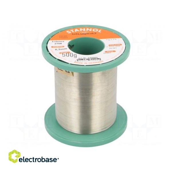 Soldering wire | Sn96,5Ag3Cu0,5 | 0.7mm | 500g | lead free | reel | 2.7%