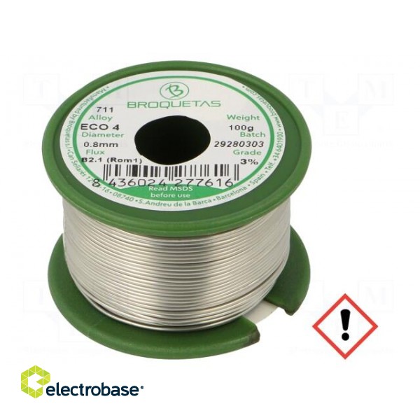 Soldering wire | Sn96,5Ag3Cu0,5 | 0.8mm | 0.1kg | lead free | reel