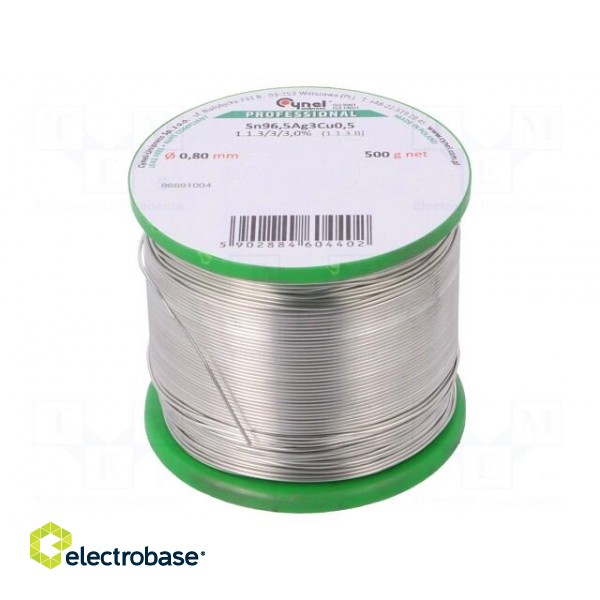 Soldering wire | Sn96,5Ag3Cu0,5 | 0.8mm | 500g | lead free | reel | 3%