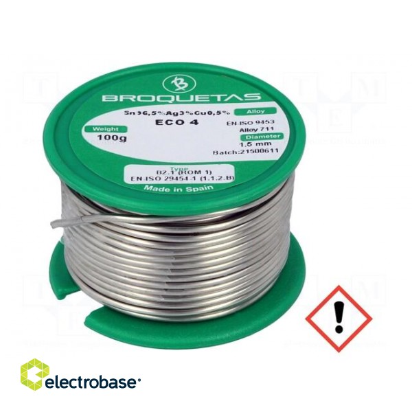 Soldering wire | Sn96,5Ag3Cu0,5 | 1.5mm | 100g | lead free | reel