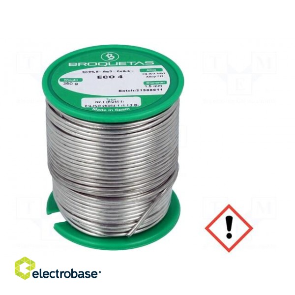 Soldering wire | Sn96,5Ag3Cu0,5 | 1.5mm | 0.25kg | lead free | reel