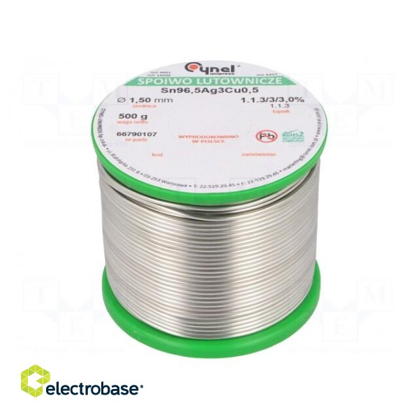 Soldering wire | Sn96,5Ag3Cu0,5 | 1.5mm | 500g | lead free | reel | 3%
