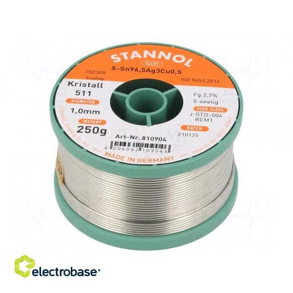 Soldering wire | Sn96Ag3Cu1 | 1mm | 0.25kg | lead free | Package: reel