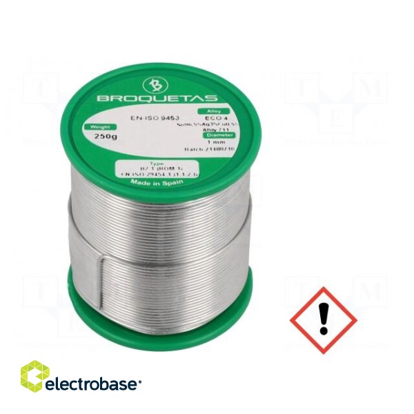 Soldering wire | Sn96,5Ag3Cu0,5 | 1mm | 0.25kg | lead free | 217÷220°C