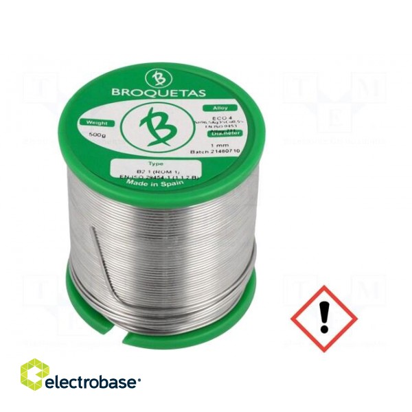 Soldering wire | Sn96,5Ag3Cu0,5 | 1mm | 0.5kg | lead free | 217÷220°C