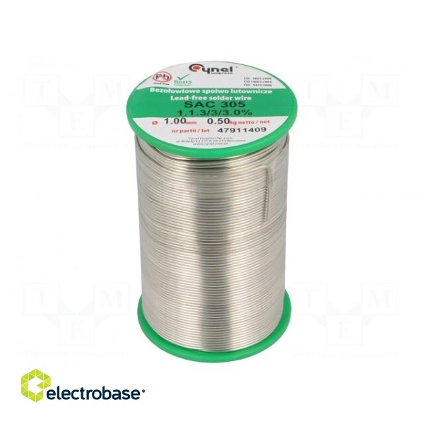 Soldering wire | Sn96,5Ag3Cu0,5 | 1mm | 500g | lead free | reel | 3%