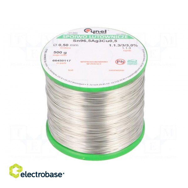 Soldering wire | Sn96,5Ag3Cu0,5 | 500um | 500g | lead free | 217÷219°C
