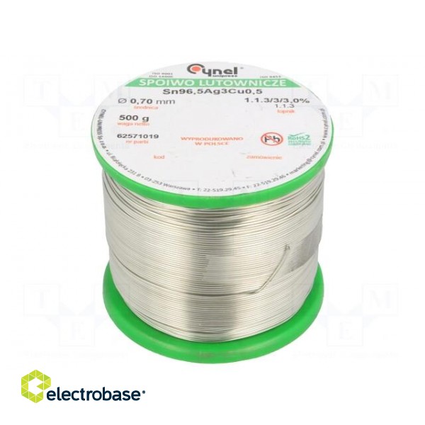 Soldering wire | Sn96,5Ag3Cu0,5 | 700um | 500g | lead free | 217÷219°C