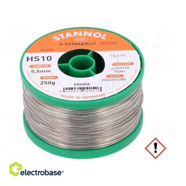 Soldering wire | Sn96Ag3Cu1 | 0.5mm | 0.25kg | lead free | 217÷220°C
