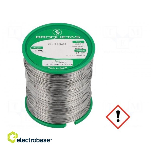 Soldering wire | Sn96Ag4 | 0.5mm | 250g | lead free | reel | 221°C