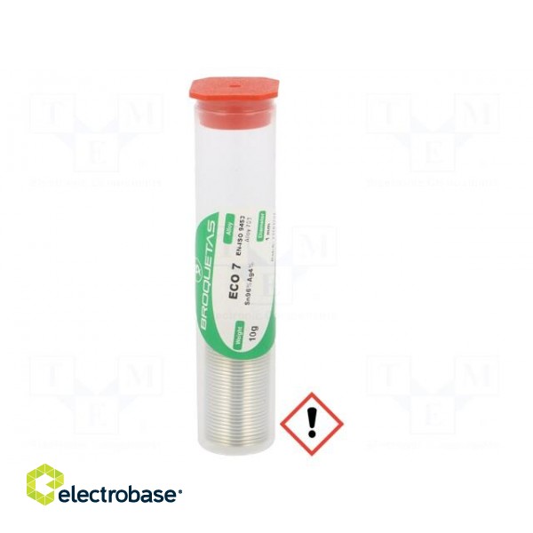 Soldering wire | Sn96Ag4 | 1mm | 10g | lead free | Package: phial | 221°C image 1