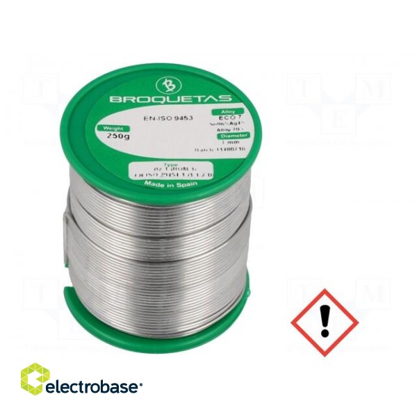 Soldering wire | Sn96Ag4 | 1mm | 250g | lead free | Package: reel | 221°C