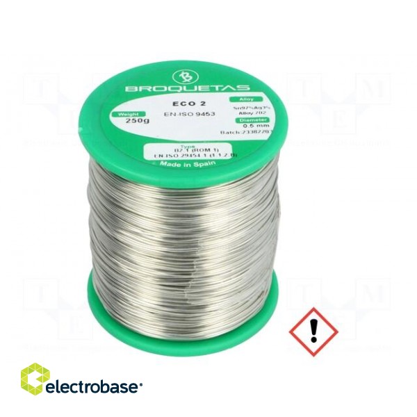 Soldering wire | Sn97Ag3 | 0.5mm | 0.25kg | lead free | Package: reel