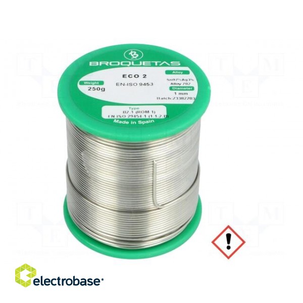 Soldering wire | Sn97Ag3 | 1mm | 0.25kg | lead free | Package: reel