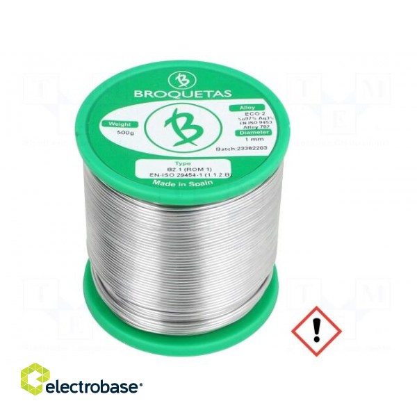 Soldering wire | Sn97Ag3 | 1mm | 500g | lead free | reel | 221°C