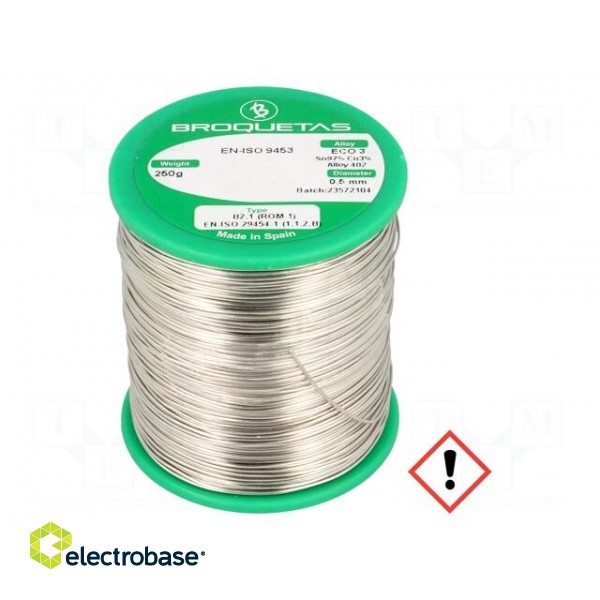 Soldering wire | Sn97Cu3 | 0.5mm | 250g | lead free | Package: reel