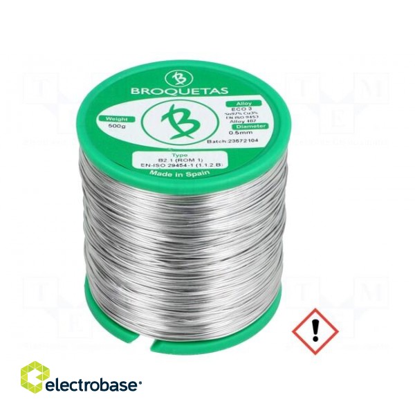 Soldering wire | Sn97Cu3 | 0.5mm | 500g | lead free | Package: reel
