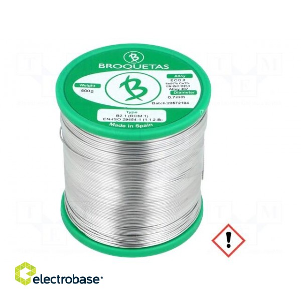 Soldering wire | Sn97Cu3 | 0.7mm | 500g | lead free | Package: reel