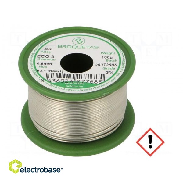 Soldering wire | Sn97Cu3 | 0.8mm | 100g | lead free | reel | 230°C