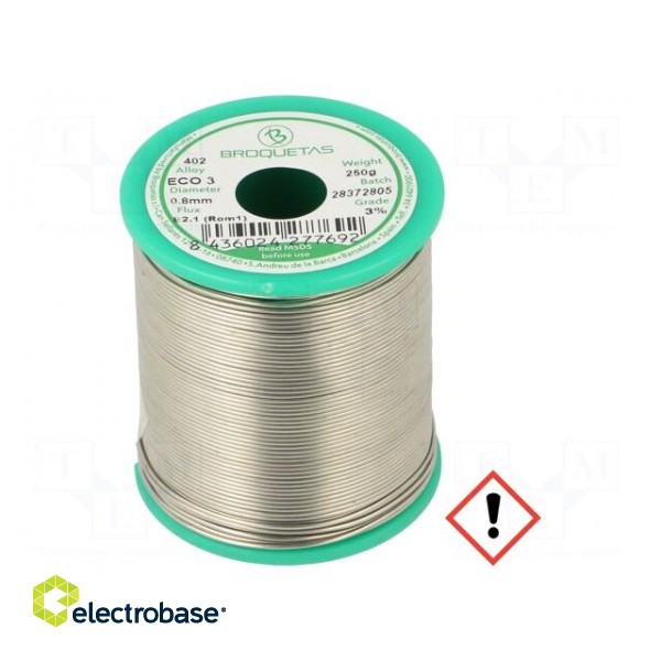 Soldering wire | Sn97Cu3 | 0.8mm | 250g | lead free | reel | 230°C