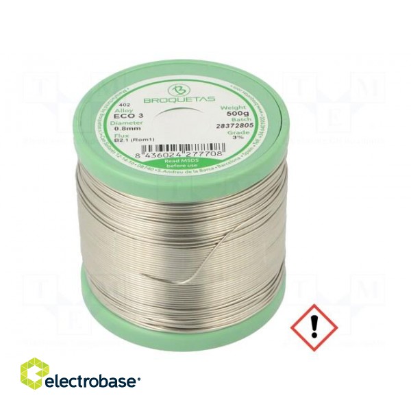 Soldering wire | Sn97Cu3 | 0.8mm | 500g | lead free | reel | 230°C