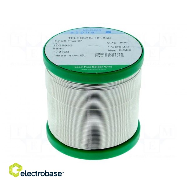 Soldering wire | Sn99,3Cu0,7 | 0.75mm | 0.5kg | lead free | 227÷229°C