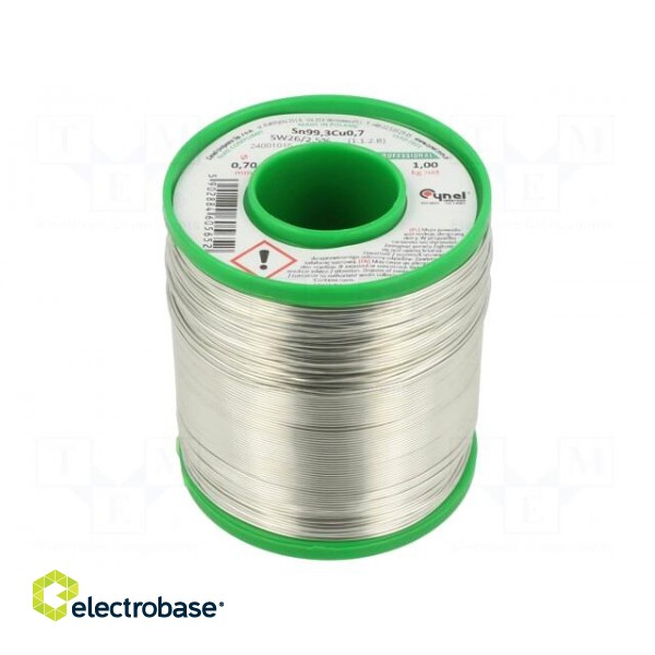 Soldering wire | Sn99,3Cu0,7 | 0.7mm | 1000g | lead free | reel | 227°C