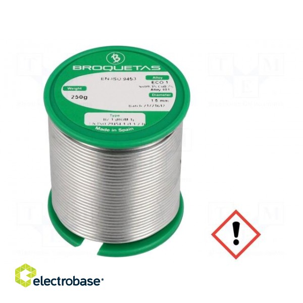 Soldering wire | Sn99,3Cu0,7 | 1.5mm | 0.25kg | lead free | reel | 220°C