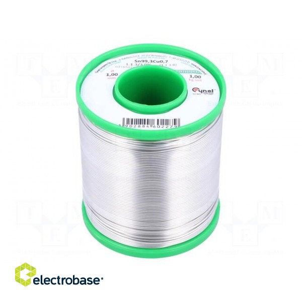 Soldering wire | Sn99,3Cu0,7 | 1mm | 1000g | lead free | Package: reel