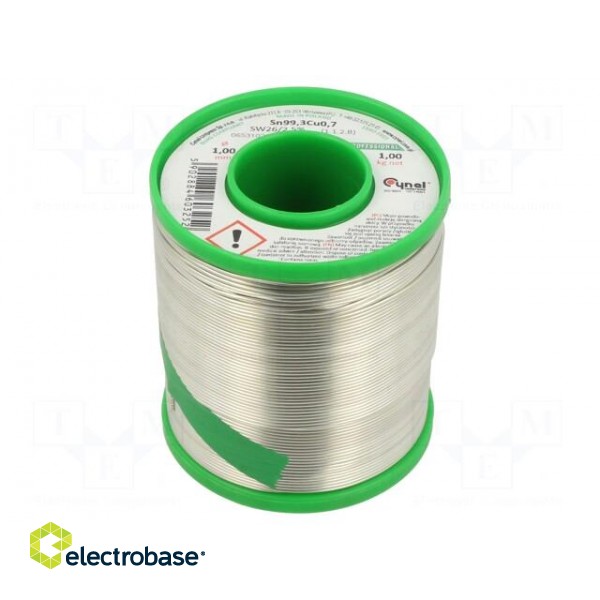 Soldering wire | Sn99,3Cu0,7 | 1mm | 1000g | lead free | reel | 227°C