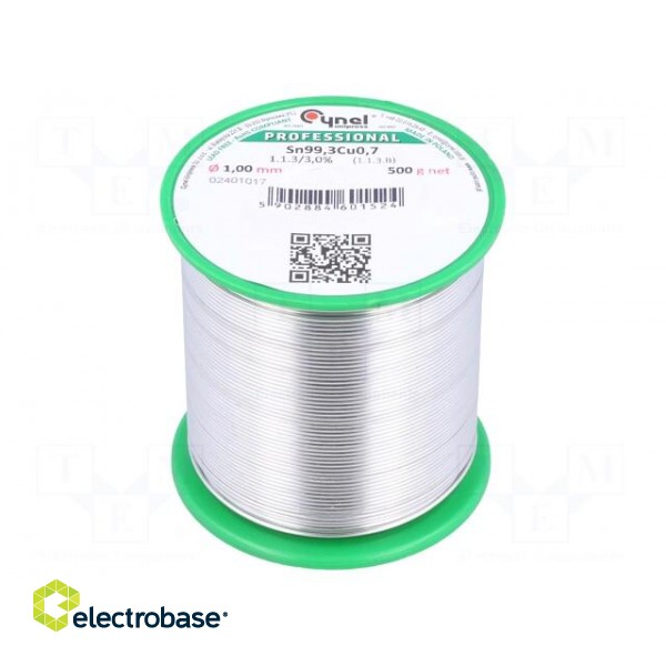 Soldering wire | Sn99,3Cu0,7 | 1mm | 500g | lead free | Package: reel