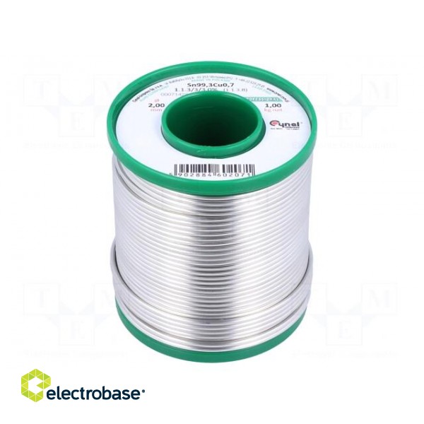Soldering wire | Sn99,3Cu0,7 | 2mm | 1000g | lead free | reel | 227°C | 3%