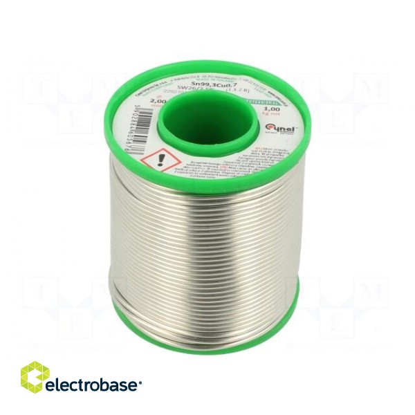 Soldering wire | Sn99,3Cu0,7 | 2mm | 1000g | lead free | reel | 227°C