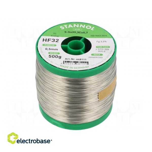 Soldering wire | Sn99Cu1 | 500um | 0.5kg | lead free | Package: reel