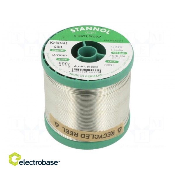 Soldering wire | Sn99Cu1 | 700um | 0.5kg | lead free | Package: reel