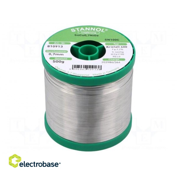 Soldering wire | Sn99,3Cu0,7+NiGe | 0.7mm | 0.5kg | lead free | 227°C