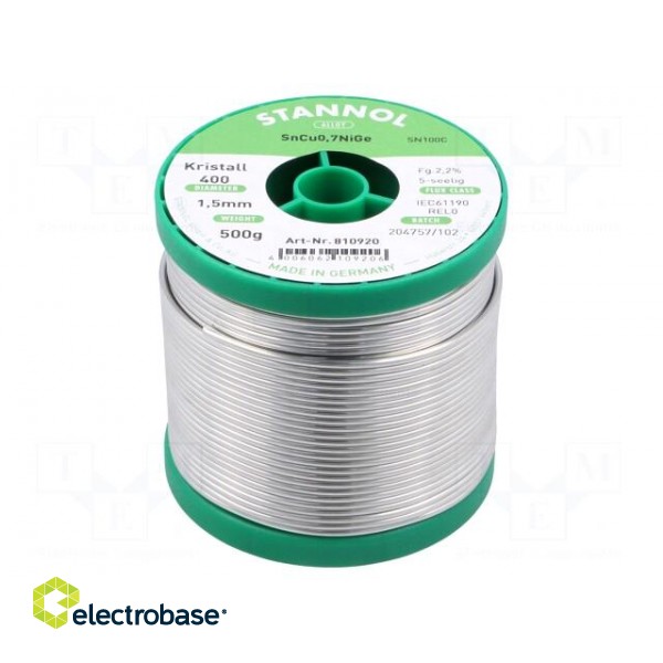 Soldering wire | Sn99,3Cu0,7+NiGe | 1.5mm | 0.5kg | lead free | 227°C