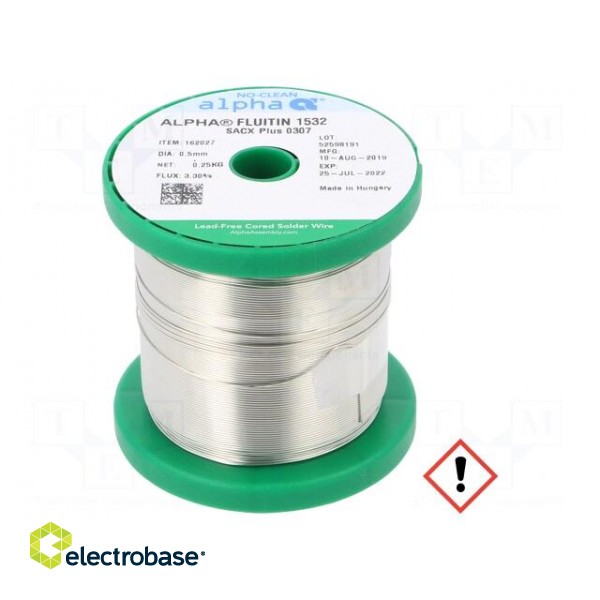 Soldering wire; Sn99Ag0,3Cu0,7; 0.5mm; 250g; lead free; 217÷228°C