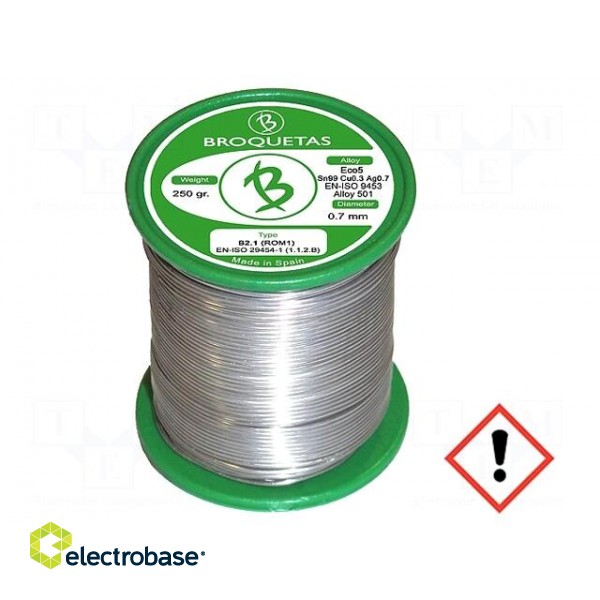Soldering wire | Sn99Ag0,3Cu0,7 | 0.7mm | 0.25kg | lead free