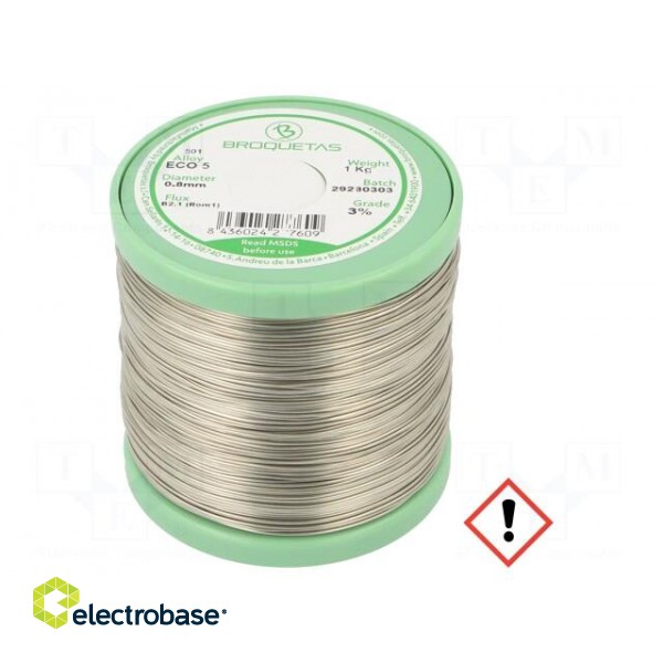 Soldering wire | Sn99Ag0,3Cu0,7 | 0.8mm | 1kg | lead free | reel