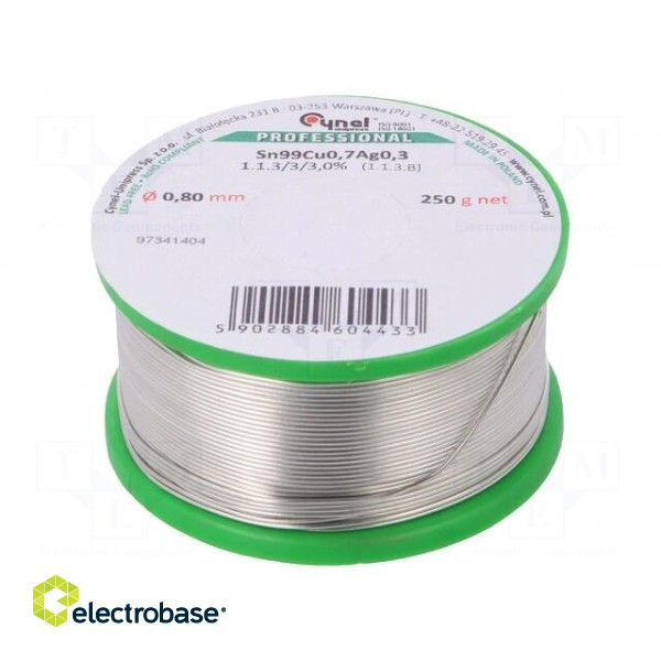 Soldering wire | Sn99Ag0,3Cu0,7 | 0.8mm | 250g | lead free | 216÷227°C