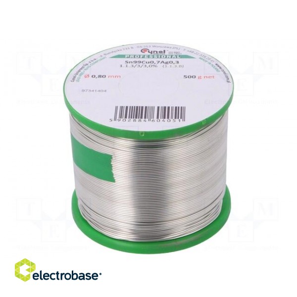 Soldering wire | Sn99Ag0,3Cu0,7 | 0.8mm | 500g | lead free | reel | 3%