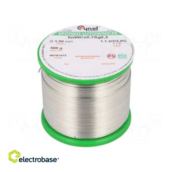 Soldering wire | Sn99Ag0,3Cu0,7 | 1mm | 500g | lead free | 216÷227°C